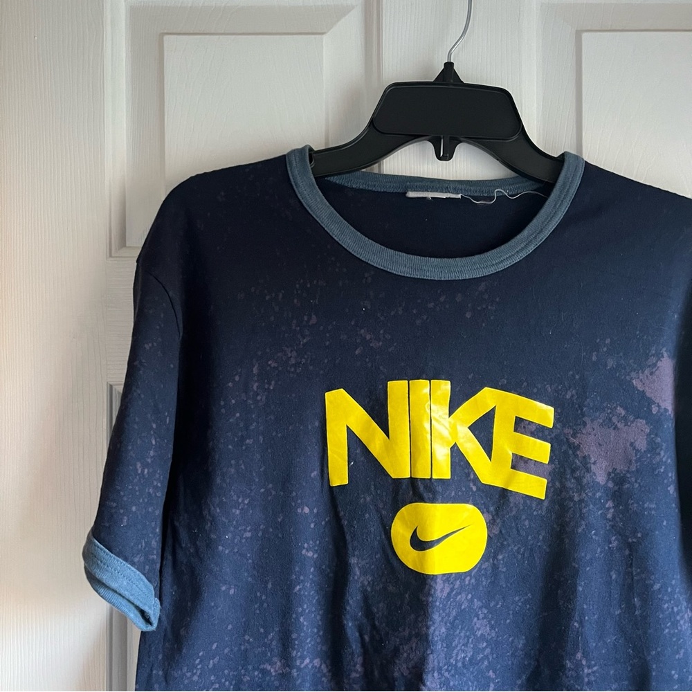 Vintage Nike Bleached Ringer Tee Blue Size M